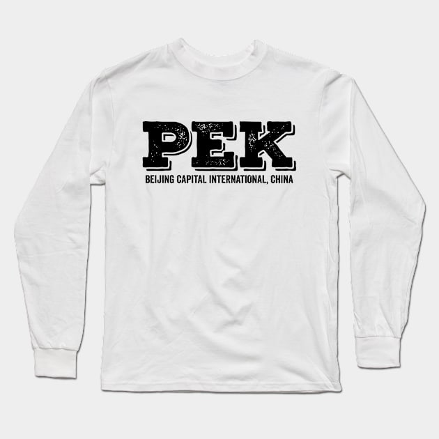 PEK Beijing Capital International China Airport Code Long Sleeve T-Shirt by VFR Zone